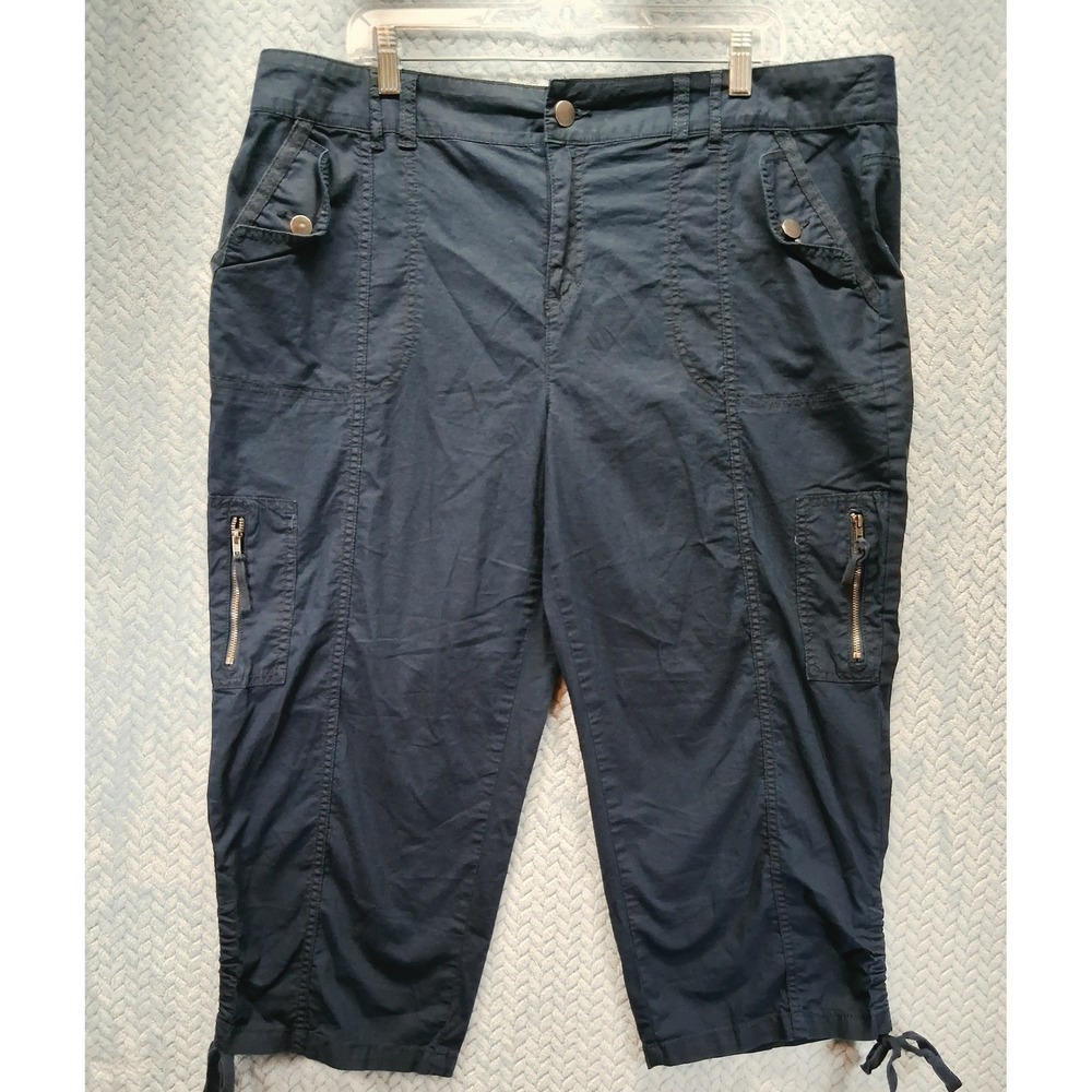 Style & Co Navy Blue Cargo Capri Pants Womens 18 Utility Cropped Trousers